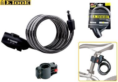 Замок противоугонный 12 х 1500 мм, трос, 2 ключа, ET151, E-TOOK, блистер (черный, RLKET1510001)