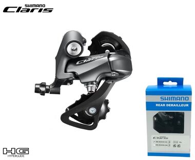 Переключатель задний SHIMANO CLARIS, RD-R2000, 8 скор., крепление (на болт) под петух, HG Hyperglide, 37T, SS, инд. упаковка (ERDR2000SS)