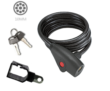 Замок противоугонный 10 х 1200 мм, трос в пластик. оболочке, 2 ключа, "Golden KEY", с креплением на раму, GK102.106 (черный, NN002716)