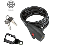 Замок противоугонный 10 х 1200 мм, трос в пластик. оболочке, 2 ключа, "Golden KEY", с креплением на раму, GK102.106 (черный, NN002716)
