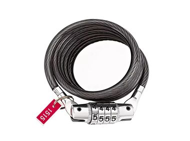 Замок противоугонный 6 х 1200 мм, трос в пластик. оболочке, кодовый, металлич. головка замка, "FEIRI" FR-27050 (черный, УТ00020486)