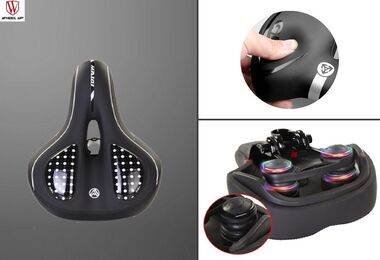 Седло комфорт, GEL, 270*200 мм, "Wheel Ap", с гелевыми вставками, Elastomer, с отверстием  (черный, GELMALLOY04)