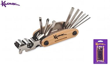 Набор инструментов KLONK, мультитул складной 16 предметов, шестигранники 6 шт.(2/2.5/3/4/5/6 мм), 2 отвертки, головки, ключ 14G, Cr-V, WOODY, бамбук, KLK-12013