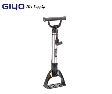 Насос GIYO напольный алюминиевый со шлангом, универсальный, AV/FV, переходники для мячей и матрасов, блистер, GF-04A (черный, GF-04A)