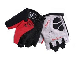 Велоперчатки "Seven X" GEL, короткие пальцы, гелевые вставки, биэластичные, силикон, лайкра, Nanfeng, размер "L" (красный/черный, УТ00024037)