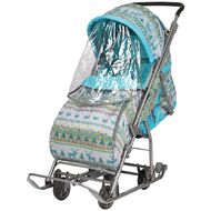 Санки-коляска детские Умка 3-1 (вязаный бирюза)