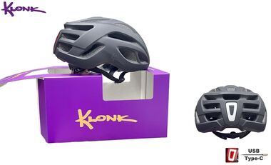 Шлем взрослый KLONK, регулировка обхвата, MTB/Gravel, 28 отв., с интегрированным задним фонарем (USB Type-C), M/L (57-61см), Black matte, KLK-24001