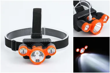 Фара передняя (фонарь налобный), 3 LED, 800 mAh, USB кабель, 5 Вт, 4 режима работы, MASTER-K (УТ00026057)