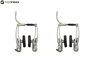 Рычаги тормозные V-brake алюминиевые, TEKTRO, комплект 2 пары, 110 мм, с колодками 55 мм, 855AL (серебристый, УТ00021777)