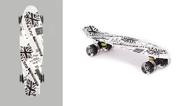 Скейтборд (пенниборд) Black Aqua 22", Alu, ABEC-7, колеса PU 60x45, S0123 PRINT (белый/черный, УТ00020934)