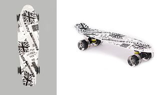 Скейтборд (пенниборд) Black Aqua 22", Alu, ABEC-7, колеса PU 60x45, S0123 PRINT (белый/черный, УТ00020934)