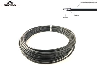 Оплетка троса переключения Ø 4,1 мм, продольное сечение, бухта 20 м, RAPIDA (черный, УТ00022027)