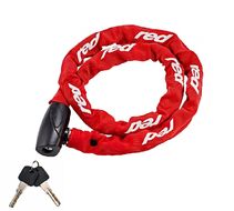 Замок противоугонный - цепь 6 x 1000мм, тканевая оплетка, ключи (красный)
