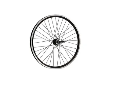 Колесо в сборе 26" переднее, втулка ATG-45FQ, дисковая (6 винтов), на эксцентрике, двустеночный обод DA-18 DW Black (УТ00023555)