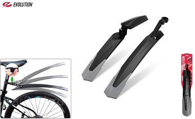RBRL Комплект крыльев, 26"-29", MTB, переднее - в шток вилки, заднее - на подседельный штырь, для покрышек max. 2,35", MG-890F/R, EVOLUTION (черный, УТ00028695)
