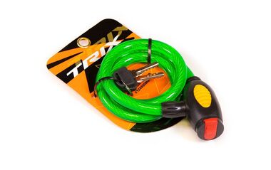 Замок противоугонный, 12 х 800 мм трос в пластик. оболочке, 2 ключа, Golden Key, блистер, GK101.110B (зеленый, УТ00023533)