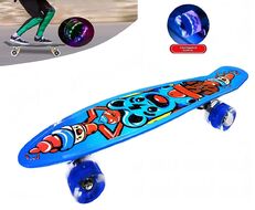 Скейтборд (пенниборд) PNB 22" Print "Ice Cream Bear", LED светящиеся колеса, подвеска - Alu, ABEC-7 (синий) УТ00021581