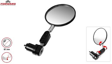 Зеркало заднего вида, параболическое, 360°, с торцевым креплением в руль, диаметр 80 мм, JY-6, FORWARD