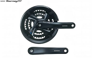 Комплект шатунов (система) 170 мм, SHIMANO FC-TX801 TOURNEY TX, алюминиевые шатуны, под квадрат, SQR, 3х7/8 скор., с защитой, 48х38х28T (черный, AFCTX801C888CL)