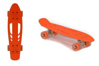 Скейтборд (пенниборд) Black Aqua 24", Alu, ABEC-7, светящиеся LED колеса PU 60 мм, S00238 (оранжевый, УТ00020935)