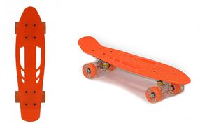 Скейтборд (пенниборд) Black Aqua 24", Alu, ABEC-7, светящиеся LED колеса PU 60 мм, S00238 (оранжевый, УТ00020935)