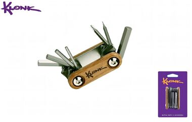 Набор инструментов KLONK, мультитул складной 7 предметов, шестигранники 5 шт.(2/3/4/5/6 мм), 2 отвертки, Cr-V, WOODY, бамбук, Compact, KLK-12010