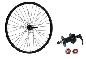 Колесо в сборе 26" переднее, алюминиевая втулка на промподшипниках 36 отв. под эксцентрик дисковая (6 винтов), двустеночный обод (УТ00020306)