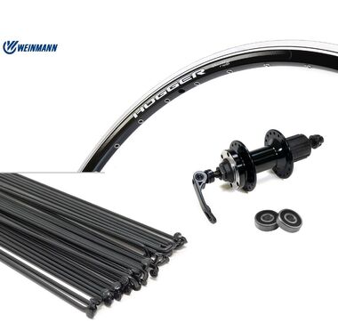 Колесо в сборе 26" заднее алюминиевая втулка WZ-A282RBQ на промподшипниках, под кассету 8/10 ск., дисковая (6 винтов), под эксцентрик, черные спицы, пистонированый двустеночный обод HOGGER (Weinmann) УТ00023381