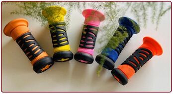 Рукоятки руля (грипсы, комплект), KIDS, 95 мм, двухкомпонентные, STAR (Black/Orange)