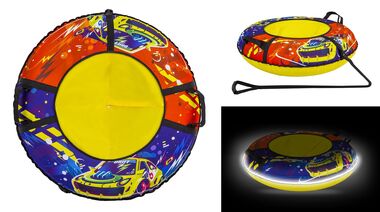 Санки надувные "Ватрушка"  93 см ПВХ/Oxford, принт "RAPID", с LED подсветкой (Yellow/Red/Blue, УТ00025708)