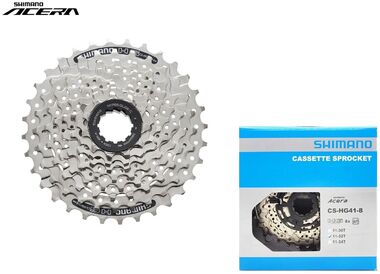 Кассета 8 ск. SHIMANO CS-HG41-8, ACERA, 11-32T, IG/HG серебр., инд. упак. (ECSHG418132)