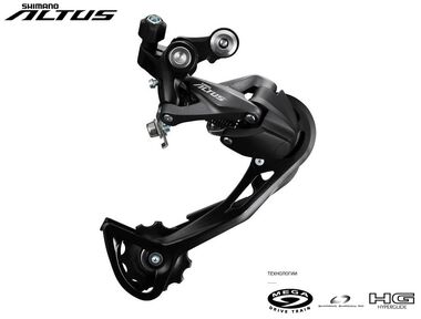 Переключатель задний SHIMANO ALTUS RD-M2000, 9 скор., крепление (на болт) под петух, SHADOW RD, SGS, инд. упак. (ERDM2000SGS)