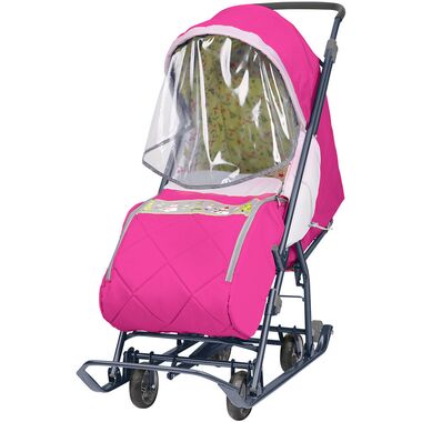 Санки-коляска детские Ника Наши Детки 3 (малиновый) #0