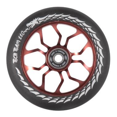 Колесо для трюкового самоката DukeR 303, 110 мм, алюминиевое, подшипники ABEC 9 (черный/красный, NN002332)