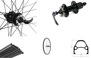 Колесо в сборе 26" заднее, алюминиевая втулка WZ-A282RBQ на промподшипниках, дисковая (6 винтов), под кассету 8/10 ск., 10 мм (эксцентрик), черные спицы, пистонированый двустеночный обод FW-3454 (УТ00023781)