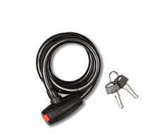 Замок противоугонный, 15 х 1500 мм, трос в пластик. оболочке, черный, 2 ключа, Golden KEY