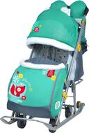 Санки-коляска детские Ника Детям 7-2 (с котенком изумрудный)