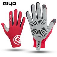 Велоперчатки GIYO, длинный палец, гелевые вставки, биэластичные, силикон, лайкра, размер "L" (красный)