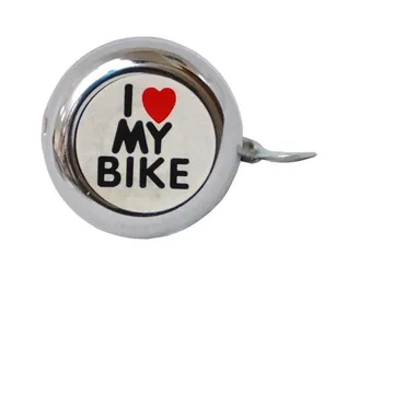 Звонок велосипедный NUVO, алюминиевый, "I Love My Bike", D55 мм (серебристый) #0