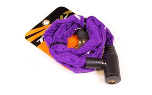 Замок противоугонный - цепь 3,5 x 1200 мм, 2 ключа, тканевая оплетка, Golden KEY, GK105.109 (фиолетовый, УТ00023768)