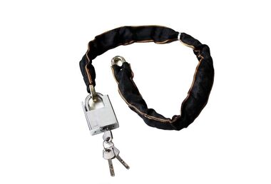 Замок противоугонный - цепь 8 х 1000 мм, 3 ключа, металлический замок, тканевая оплетка (черный, FWDGD11-897)