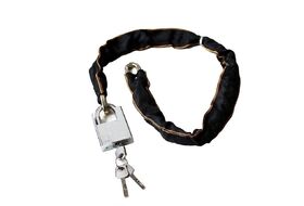 Замок противоугонный - цепь 8 х 1000 мм, 3 ключа, металлический замок, тканевая оплетка (черный, FWDGD11-897)