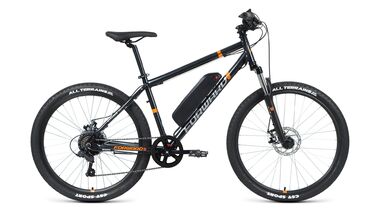 Электровелосипед FORWARD CYCLONE 26 2.0 disc 250w (26" 7 ск., 10 Ah, рост 19") 2020-2021, серый, 1BKW1E167002