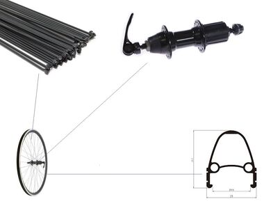 Колесо в сборе 26" заднее, алюминиевая втулка WZ-A281R, 32 отв., 135 мм, , V-Brake, 10 мм (эксцентрик), под кассету 8/10 ск., черные спицы, двустеночный обод FW-1966 (УТ00023782)