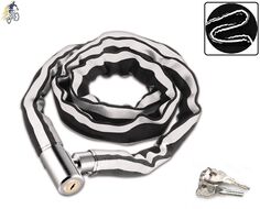 Замок противоугонный - цепь 6 x 1000 мм, 2 ключа, GD11-968, тканевая СВЕТООТРАЖАЮЩАЯ оплетка (черный, УТ00022611)