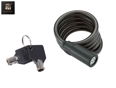 Замок противоугонный 12 х 1200 мм, трос в пластик. оболочке, 2 ключа (круглые), GK102.203, Golden KEY, блистер (черный, NN002683)