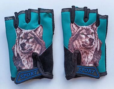 Велоперчатки детские "Волк", антискользящие (зеленый, SPGLOVES4VOLF)