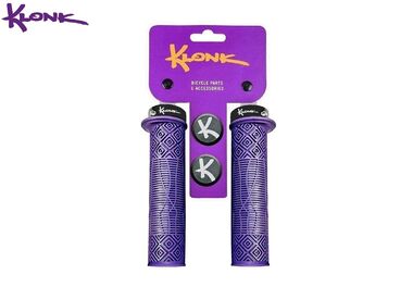 Рукоятки руля (грипсы) KLONK, 135 мм, One Side Lock Alu, с барендами, KLK-11017, Purple/Black