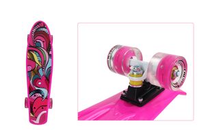 Скейтборд (пенниборд) PNB 22" Print "Fire Bird", светящиеся колеса, подвеска - Alu, ABEC-7 (розовый, PNB-07-205)