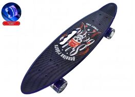 Скейтборд (пенниборд) PWS 23" Print "Street King", с ручкой, LED светящиеся колеса, подвеска - Alu, ABEC-7 (синий/черный) УТ00021575